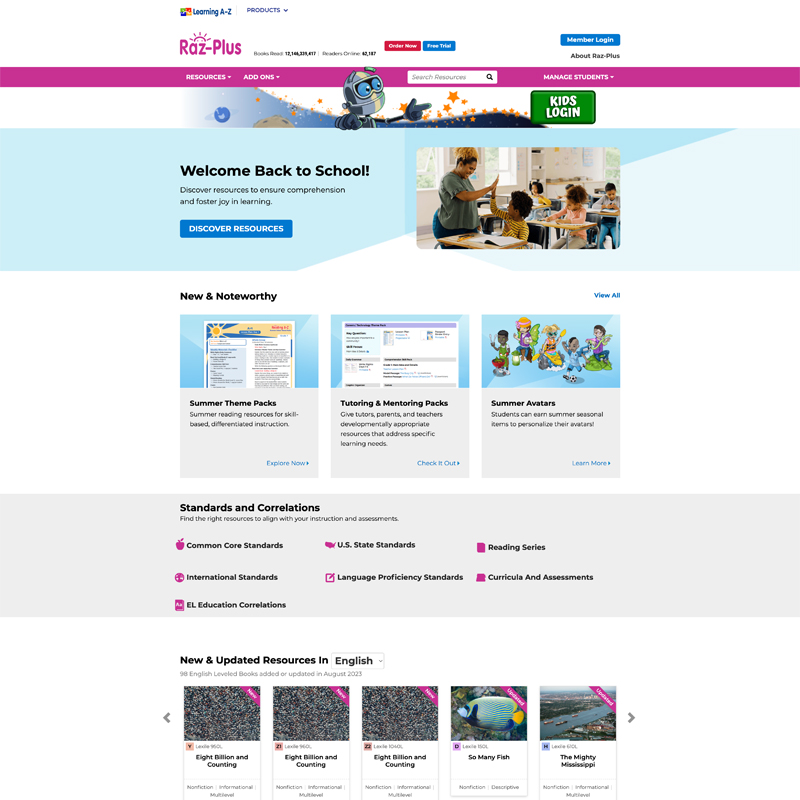 Razplus包含(Razkids & Reading A-Z)年费